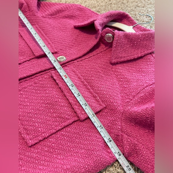 NWOT ZARA Pink Tweed Jacket with Embellished Silver Buttons Size XS - Picture 12 of 13